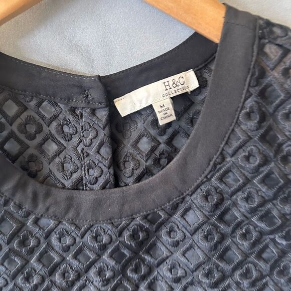 5 for $45 H&C Top Blouse Shirt Size M Lace Black - Picture 4 of 6